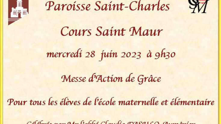 Cours St Maur, Messe d'action de grâce