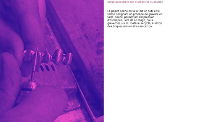 Stages pratiques amateurs - Gravure pointe sèche