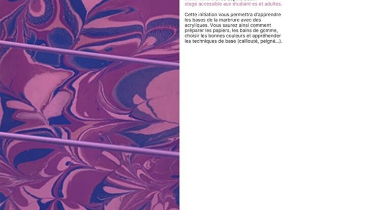 Stage pratiques amateurs - Reliure papier marbré